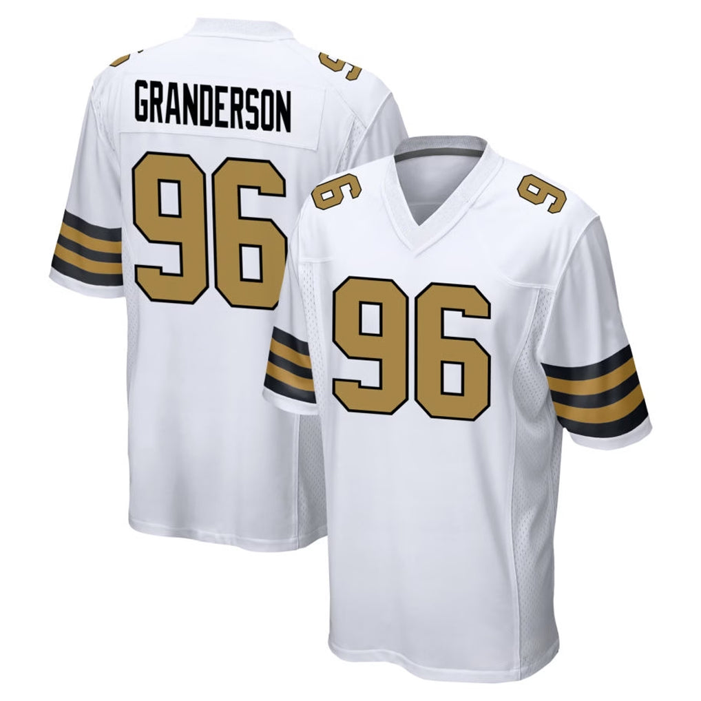 Kdoa NO.Saints #96 Carl Granderson Player White Alternate Home Game Stitched Jerseys