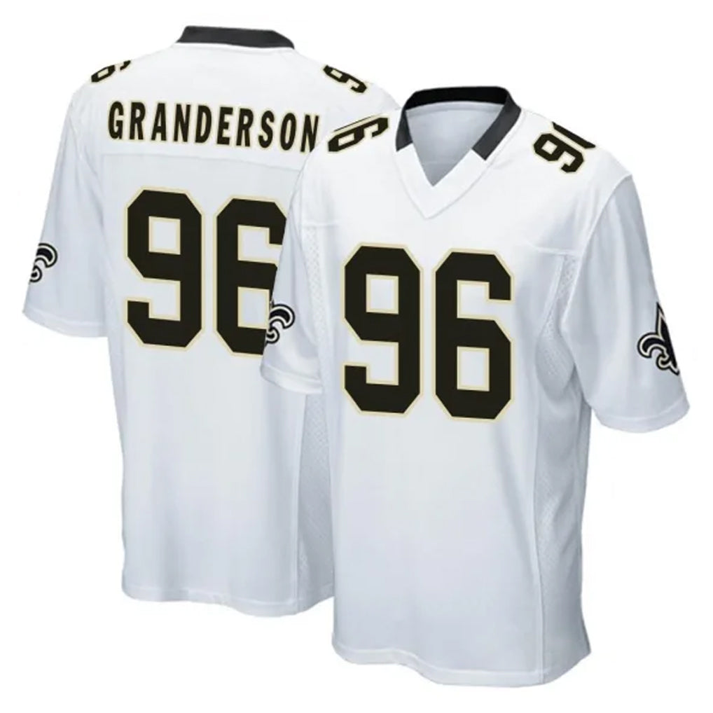 Kdoa NO.Saints #96 Carl Granderson Player White Home Game Stitched Jerseys