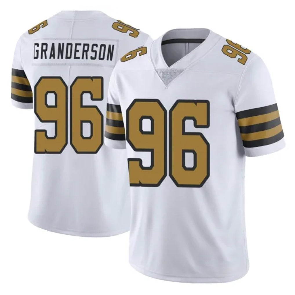 Kdoa NO.Saints #96 Carl Granderson Player White Limited Color Rush Home Game Stitched Jerseys
