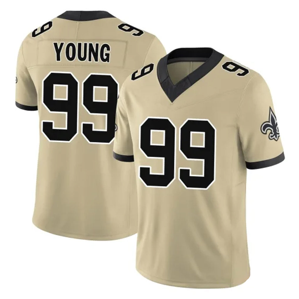 Kdoa NO.Saints #99 Chase Young Player Gold Limited Vapor F.U.S.E. Home Game Stitched Jerseys