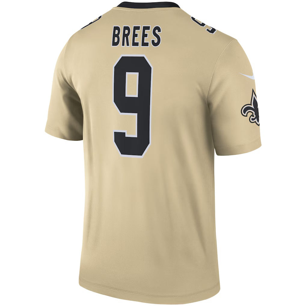 Kdoa NO.Saints #9 Drew Brees Gold Inverted Legend Stitched Jerseys