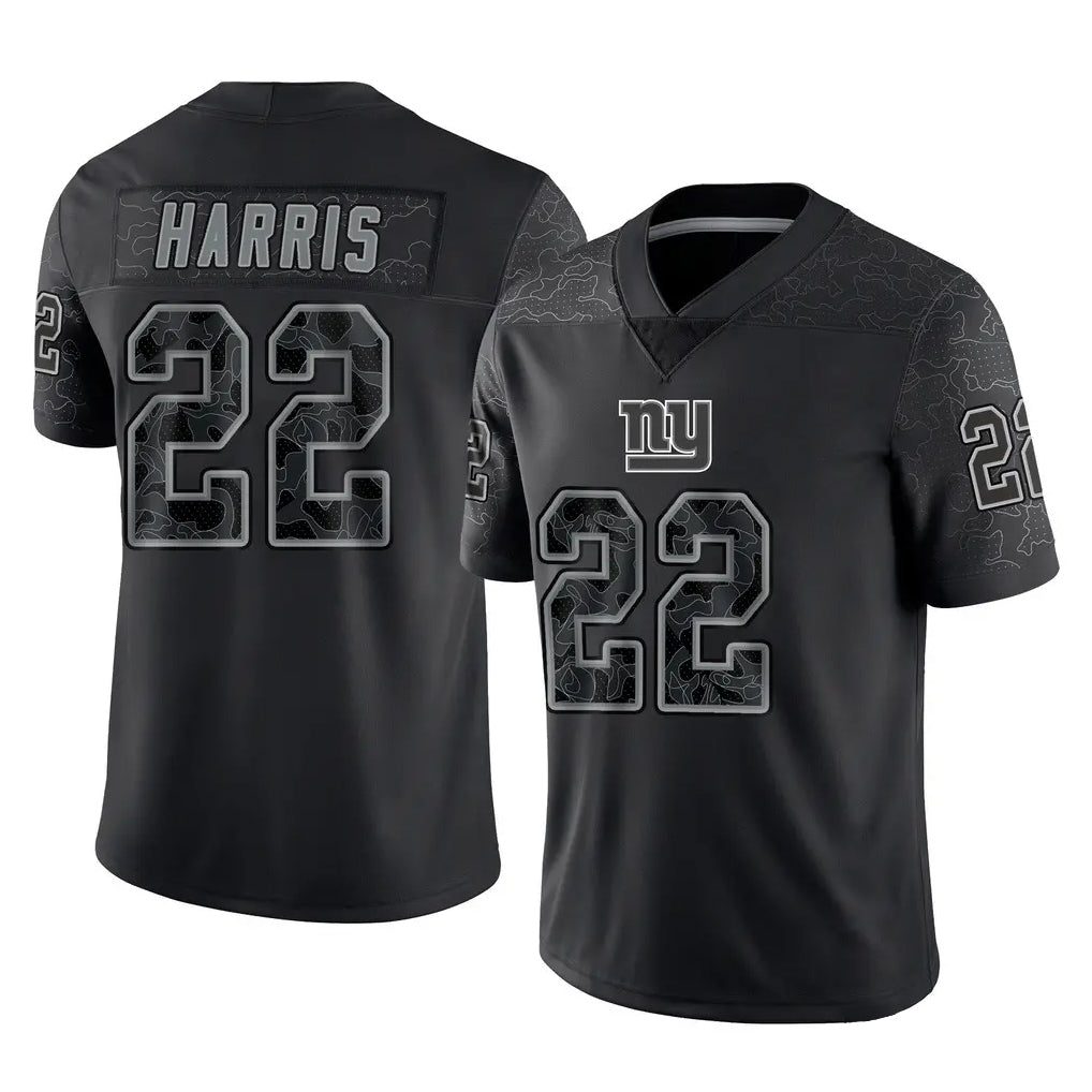 Kdoa NY.Giants #22 Najee Harris Player Black Limited Reflective Home Game Stitched Jerseys