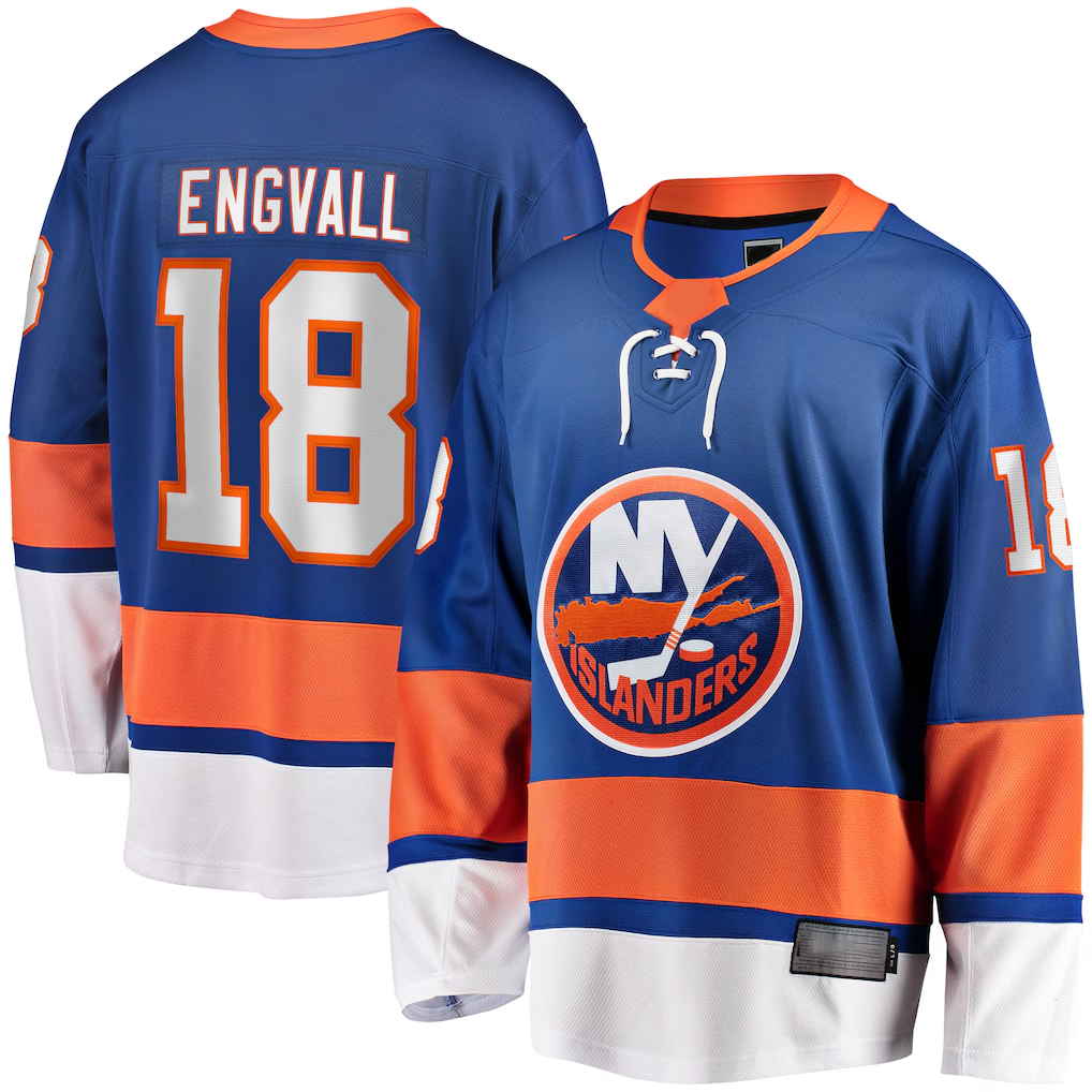 Kdoa NY.Islanders #18 Pierre Engvall Blue Home Premier Breakaway Player Jerseys
