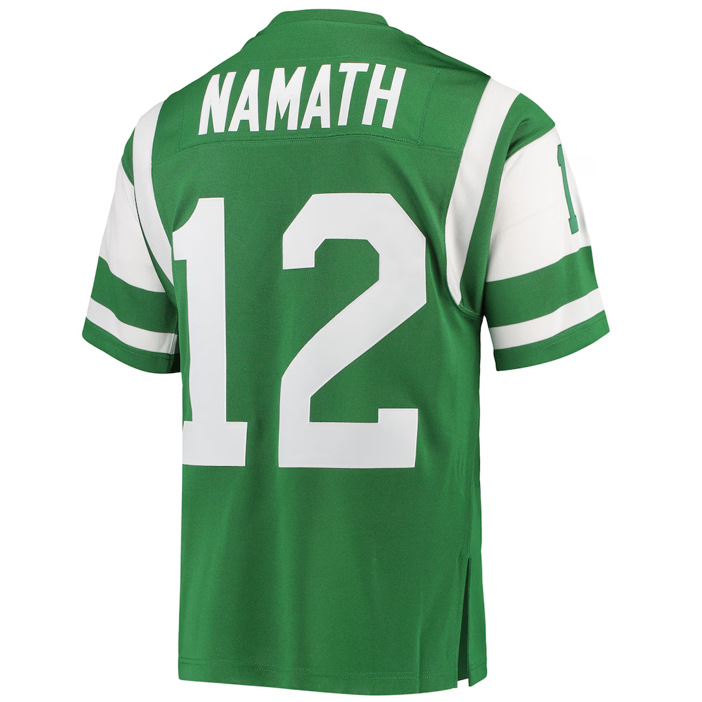 Kdoa NY.Jets 1968 #12 Joe Namath Mitchell & Ness Green Authentic Throwback Retired Player Stitched Puhic Jersey