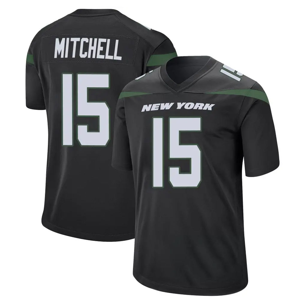 Kdoa NY.Jets #15 Adonai Mitchell Player Stealth Black Home Game Stitched Jerseys