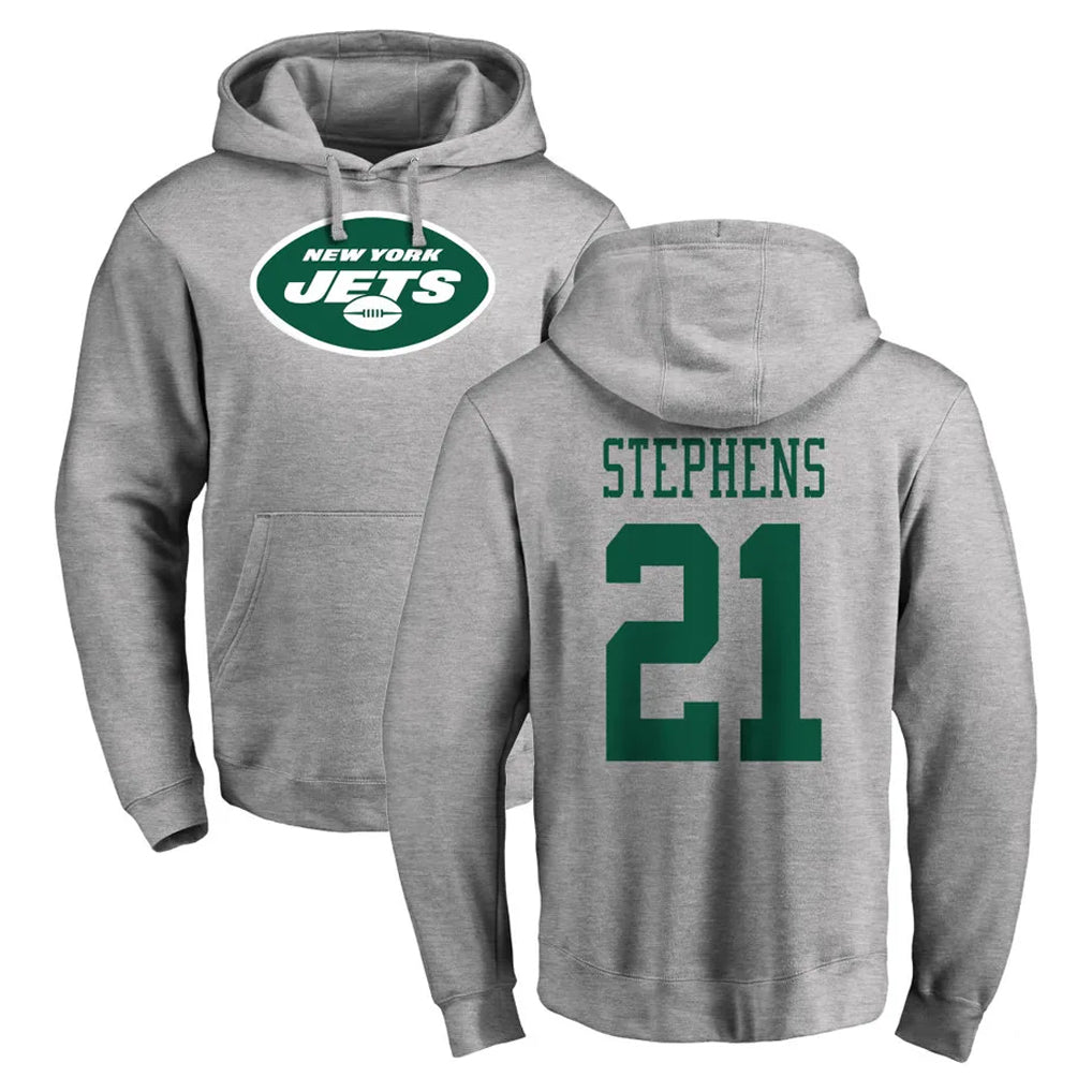 Kdoa NY.Jets #21 Brandon Stephens Player Gray LOGO Pullover Hoodies Limited Game Stitched Jerseys