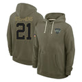 Kdoa NY.Jets #21 Brandon Stephens Player Olive Salute to Service Pullover Hoodies Limited Stitched Jerseys