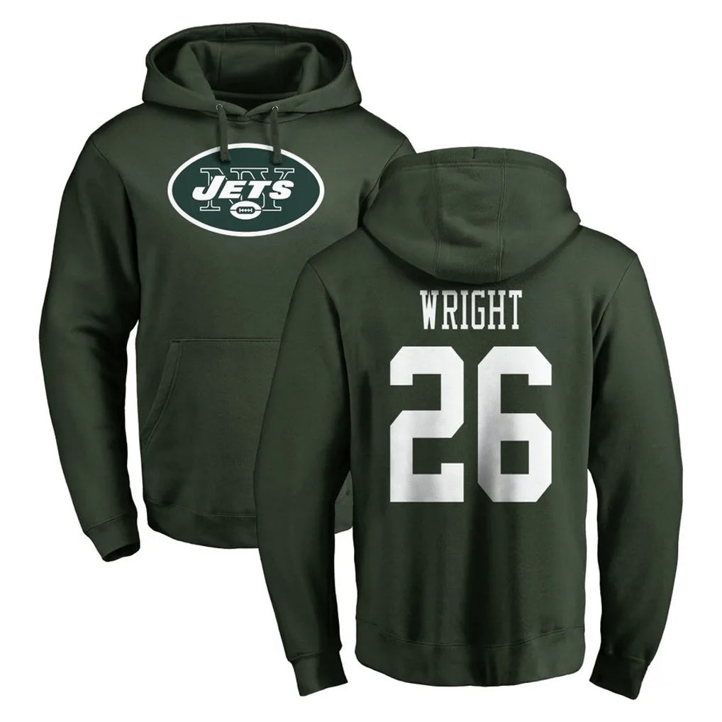 Kdoa NY.Jets #26 Nahshon Wright Player Green LOGO Pullover Hoodies Limited Game Stitched Jerseys