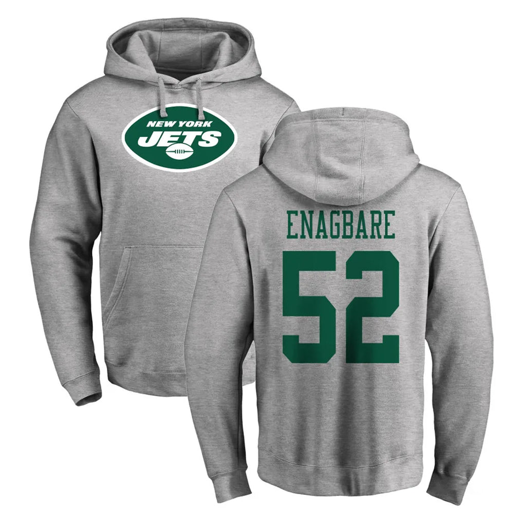 Kdoa NY.Jets #52 Kingsley Enagbare Player Gray LOGO Pullover Hoodies Limited Game Stitched Jerseys