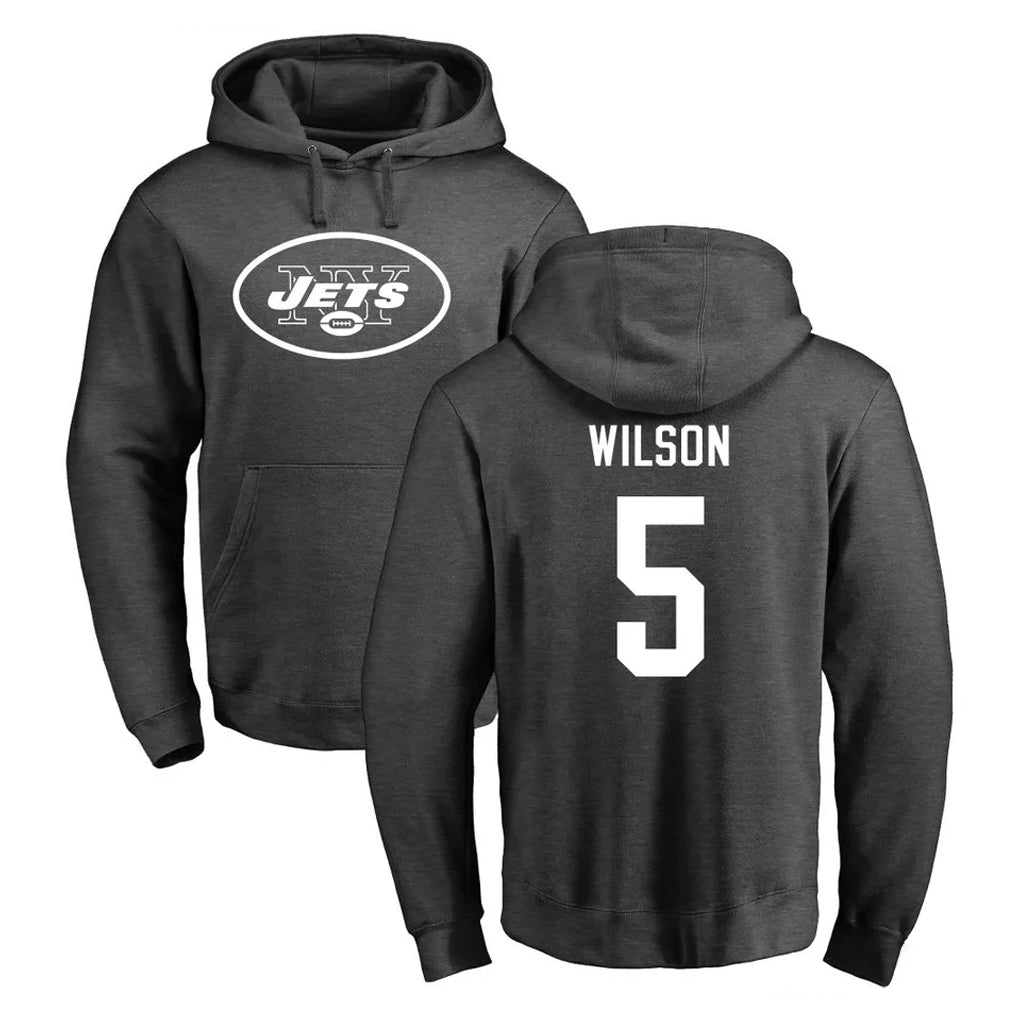 Kdoa NY.Jets #5 Garrett Wilson Player Gray Pullover Hoodies Limited Game Stitched Jerseys