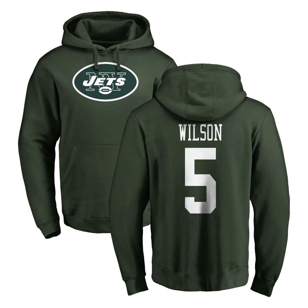 Kdoa NY.Jets #5 Garrett Wilson Player Green LOGO Pullover Hoodies Limited Game Stitched Jerseys