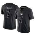 Kdoa NY.Jets #7 Geno Smith Player Stealth Black Limited Reflective Home Game Stitched Jerseys