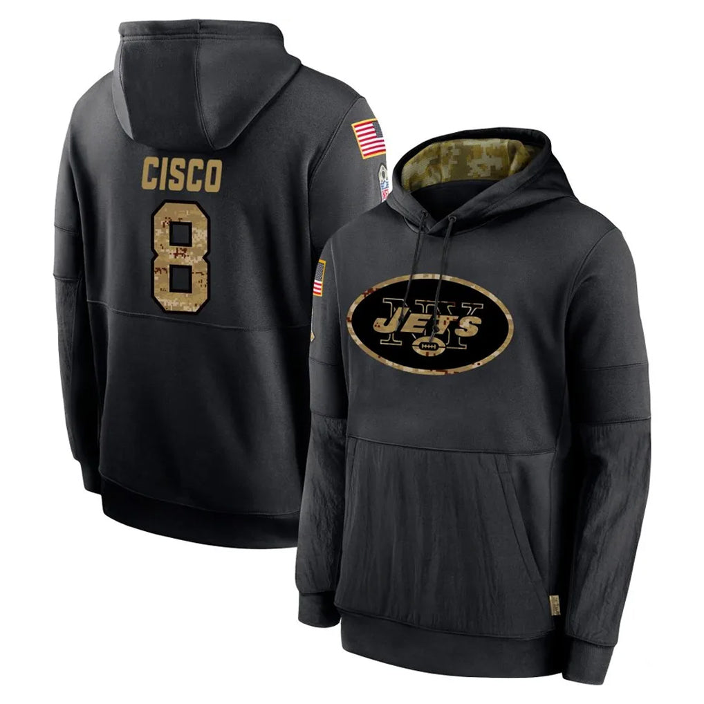 Kdoa NY.Jets #8 Andre Cisco Player Black Salute to Service Hoodies Limited Game Stitched Jerseys