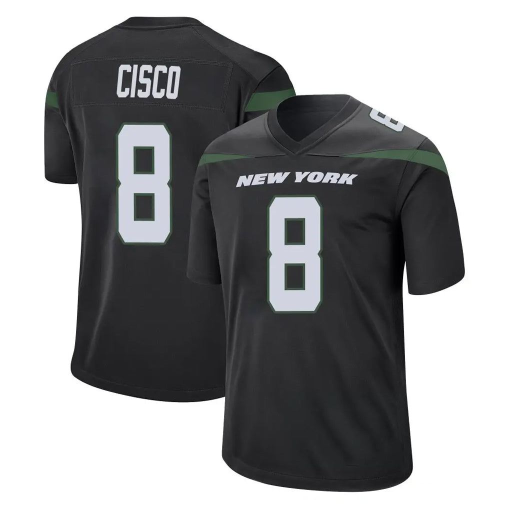 Kdoa NY.Jets #8 Andre Cisco Player Stealth Black Home Game Stitched Jerseys