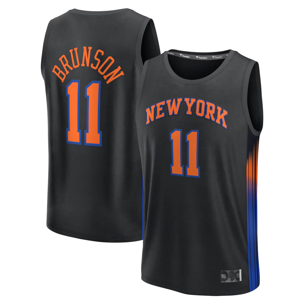 Kdoa NY.Knicks #11 Jalen Brunson  Black Fast Break Jerseys - Statement Edition