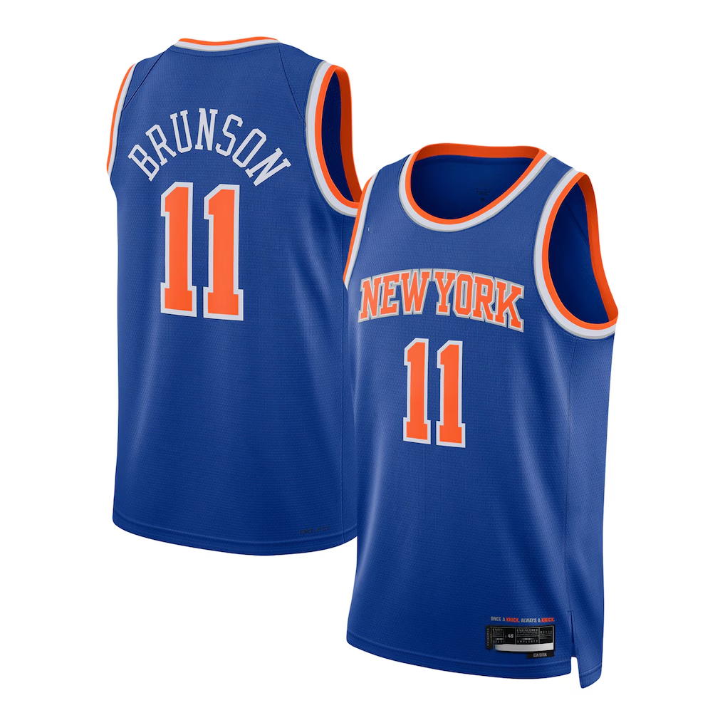 Kdoa NY.Knicks #11 Jalen Brunson Blue Swingman Jerseys - Icon Edition