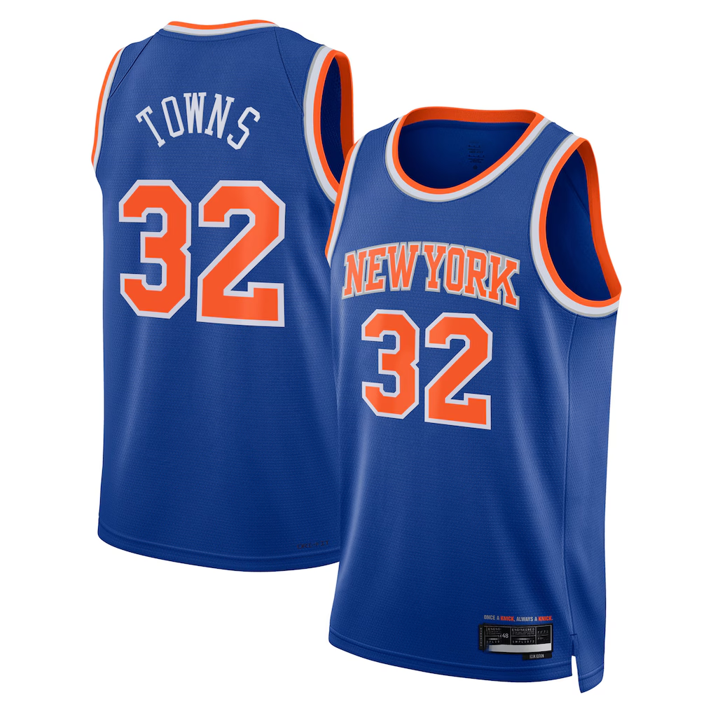 Kdoa NY.Knicks #32 Karl-Anthony Towns Blue Swingman Jerseys - Icon Edition