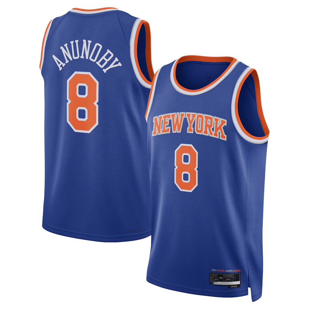 Kdoa NY.Knicks #8 OG Anunoby Blue Swingman Jerseys - Icon Edition
