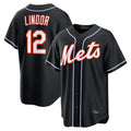 Kdoa NY.Mets #12 Francisco Lindor Player Black Fashion Out Game Stitched Jerseys