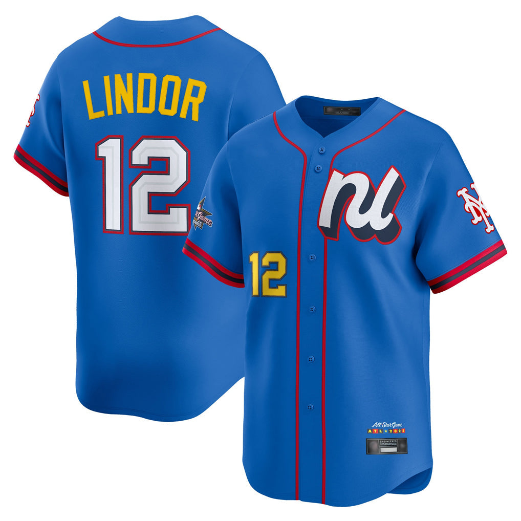 Kdoa NY.Mets #12 Francisco Lindor Player Blue All-Star Edition Limited Stitched Jerseys