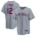 Kdoa NY.Mets #12 Francisco Lindor Player Gray Road Home Game Stitched Jerseys