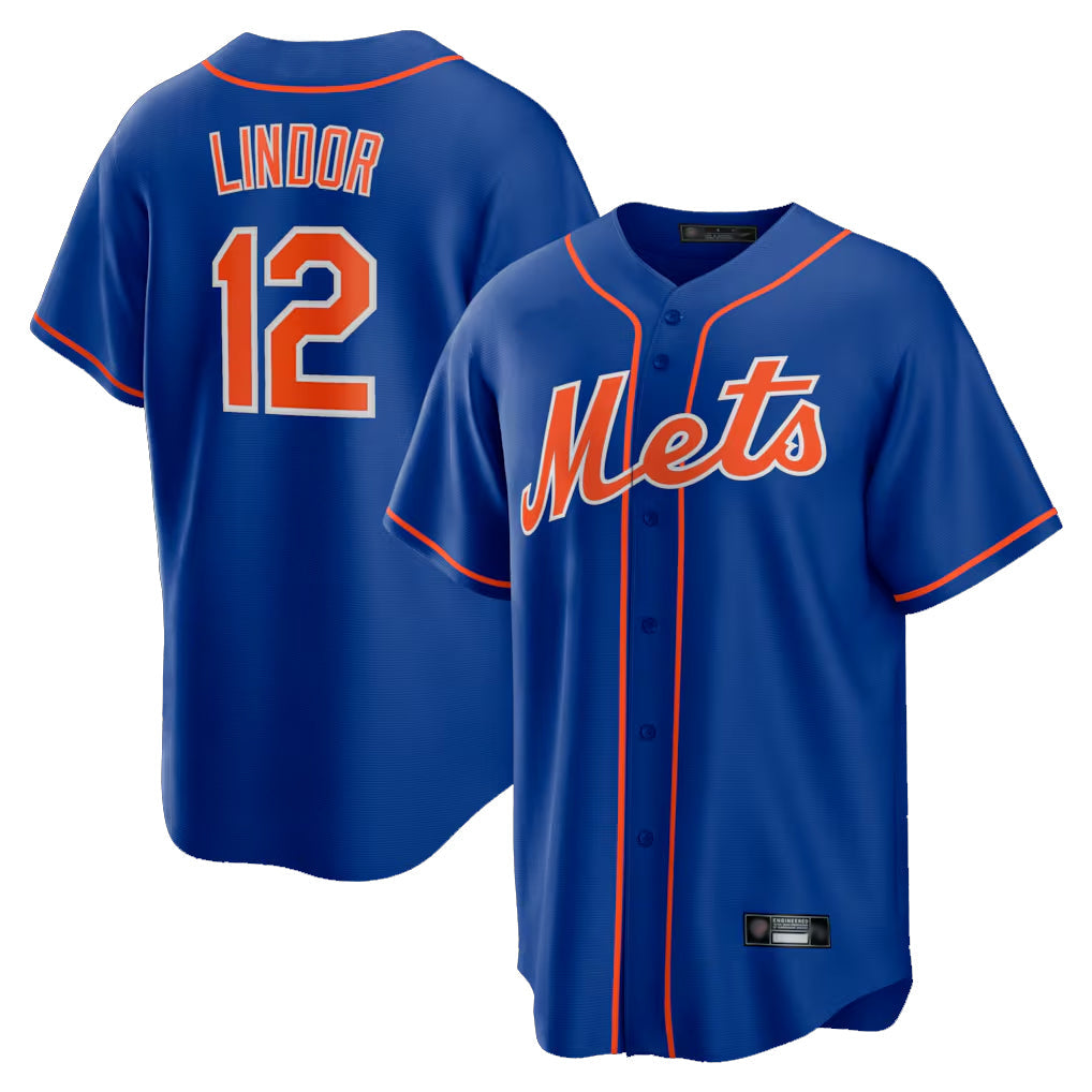 Kdoa NY.Mets #12 Francisco Lindor Player Royal Home Game Stitched Jerseys