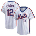 Kdoa NY.Mets #12 Francisco Lindor Player White Cooperstown Collection T-shirt Game Stitched Jerseys