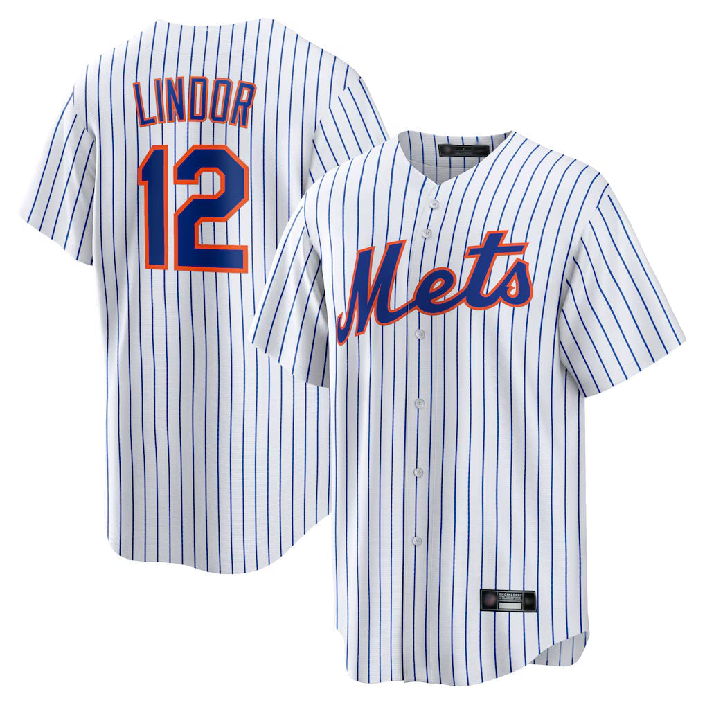 Kdoa NY.Mets #12 Francisco Lindor Player White Home Game Stitched Jerseys