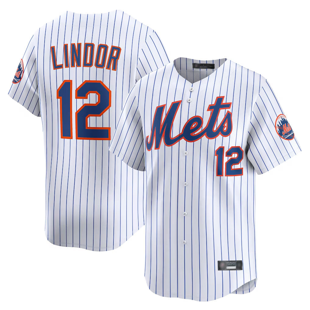 Kdoa NY.Mets #12 Francisco Lindor Player White Home Limited Stitched Jerseys