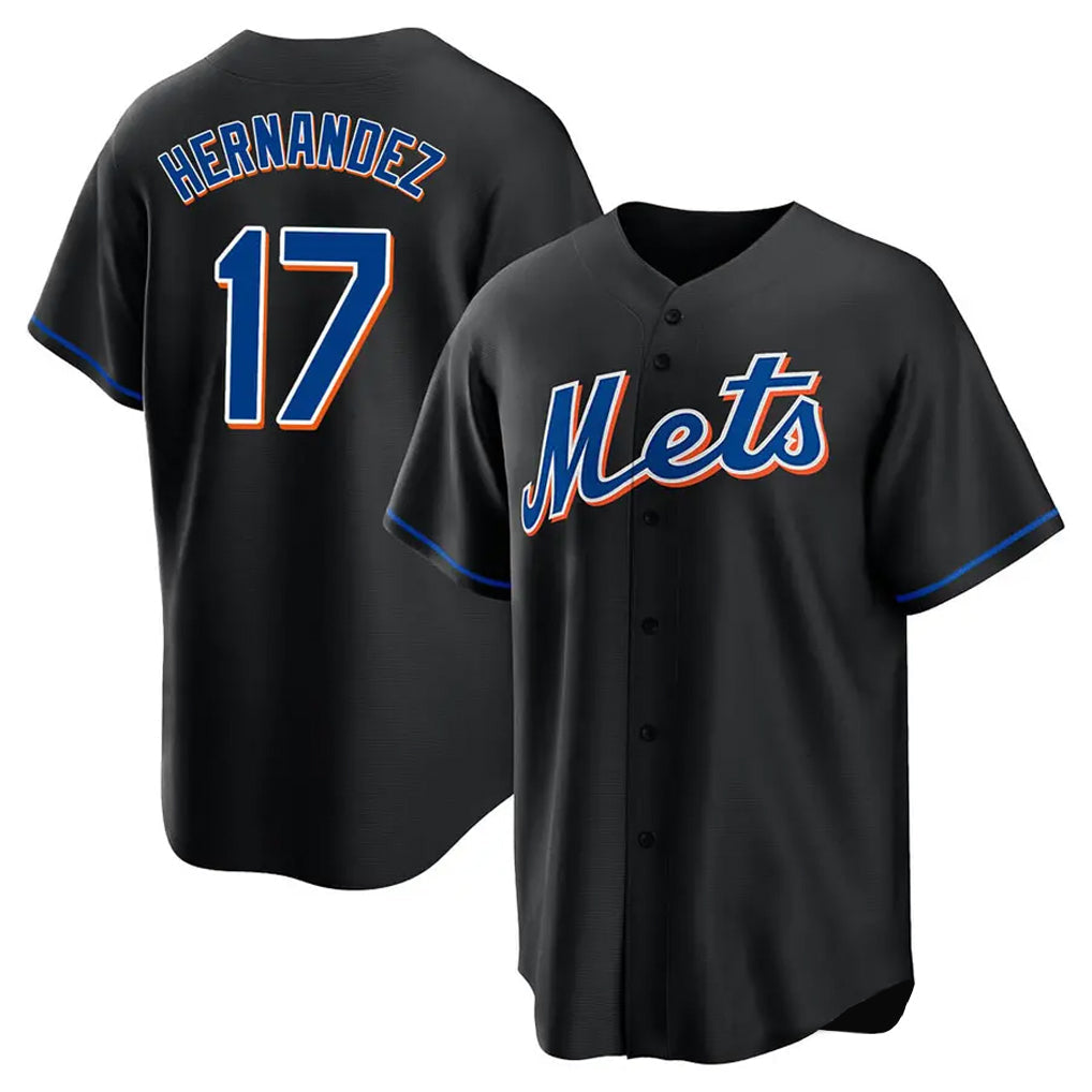 Kdoa NY.Mets #17 Keith Hernandez Player Black Replica Home Game Stitched Jerseys
