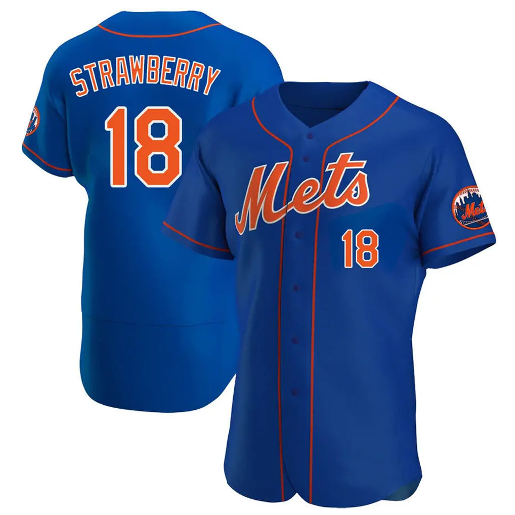 Kdoa NY.Mets #18 Darryl Strawberry Player Royal Limited Elite Home Stitched Jerseys