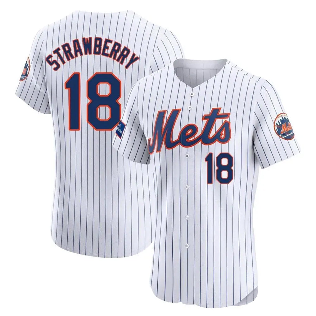 Kdoa NY.Mets #18 Darryl Strawberry Player White Home Limited Elite Stitched Jerseys