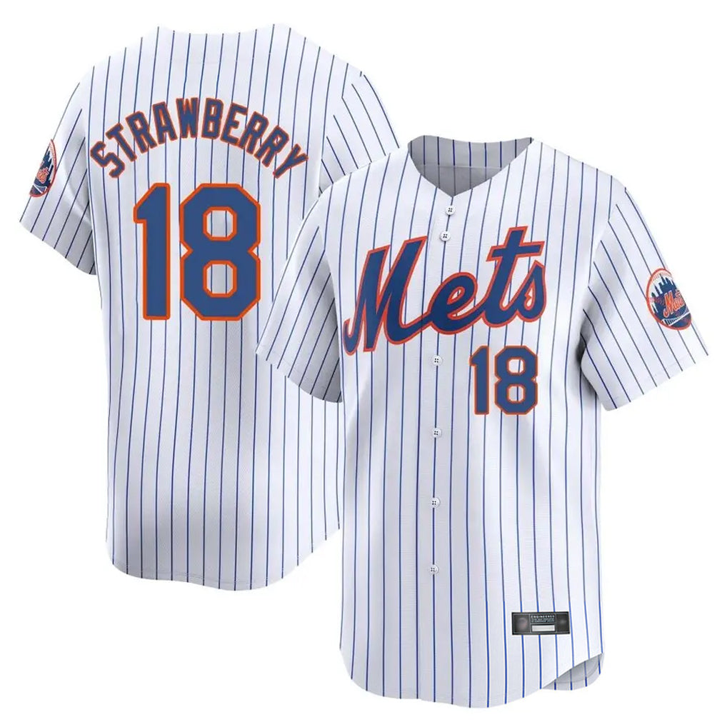 Kdoa NY.Mets #18 Darryl Strawberry Player White Home Limited Stitched Jerseys