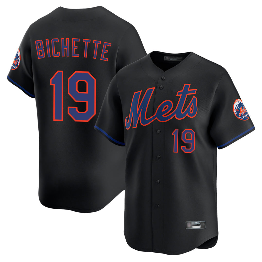 Kdoa NY.Mets #19 Bo Bichette Player Black Alternate Home Limited Stitched Jerseys