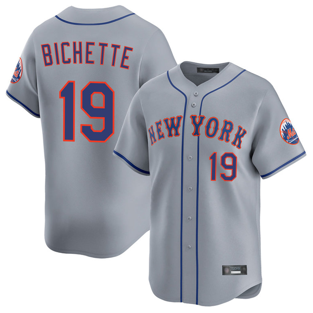 Kdoa NY.Mets #19 Bo Bichette Player Gray Road Limited Home Stitched Jerseys