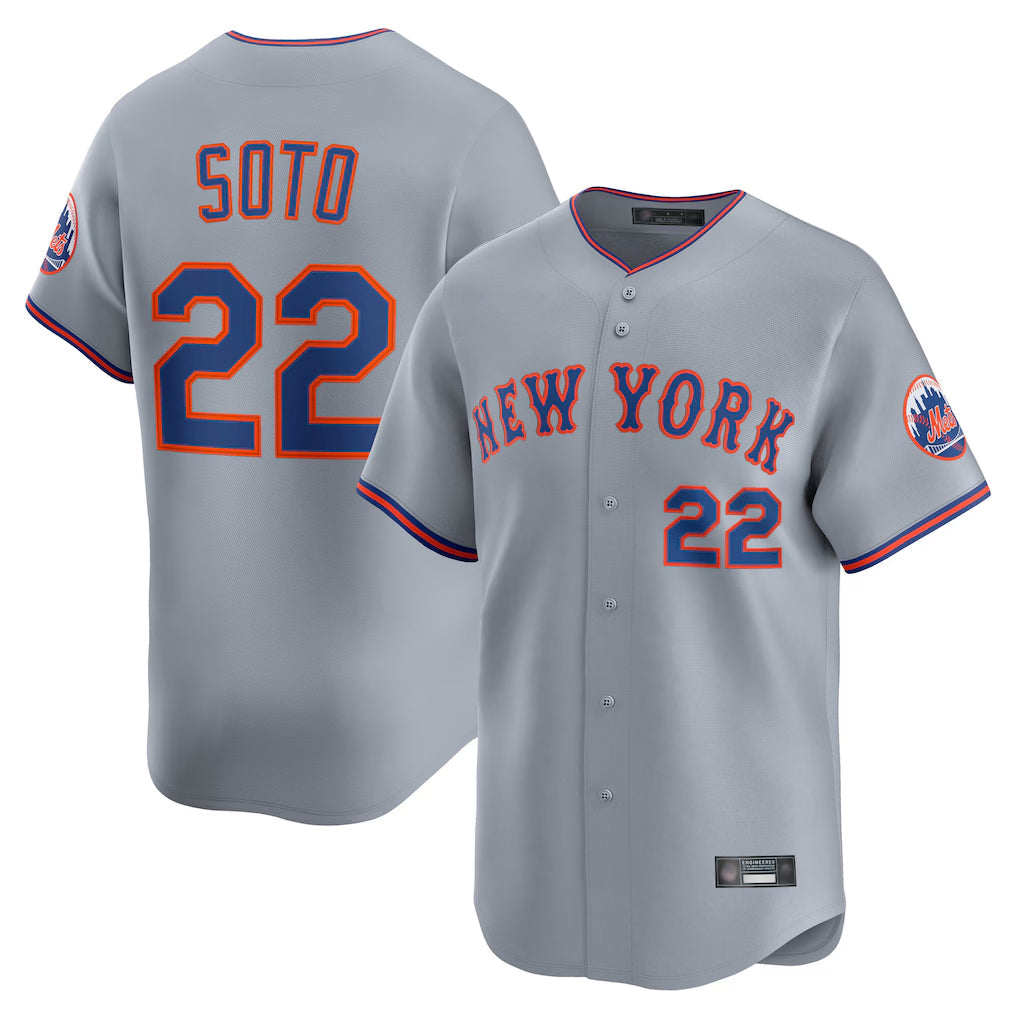 Kdoa NY.Mets #22 Juan Soto Player Gray Road Limited Home Stitched Jerseys