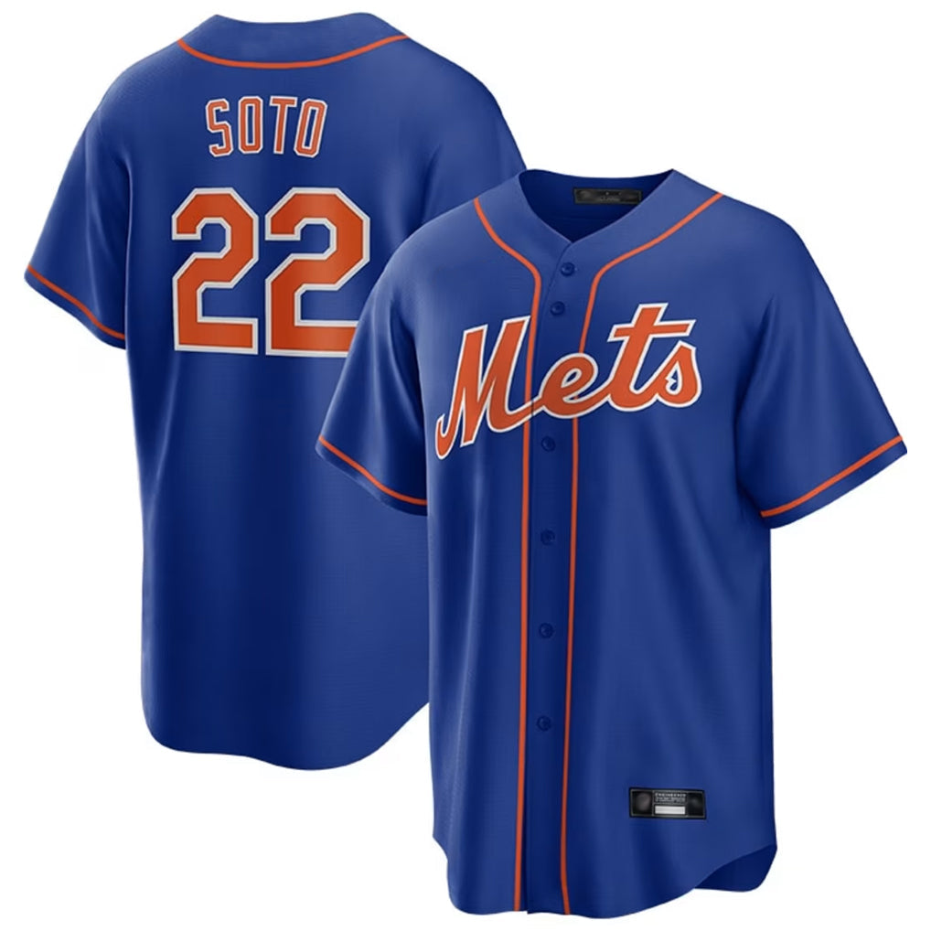 Kdoa NY.Mets #22 Juan Soto Player Royal Home Game Stitched Jerseys