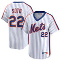Kdoa NY.Mets #22 Juan Soto Player White Cooperstown Collection T-shirt Game Stitched Jerseys