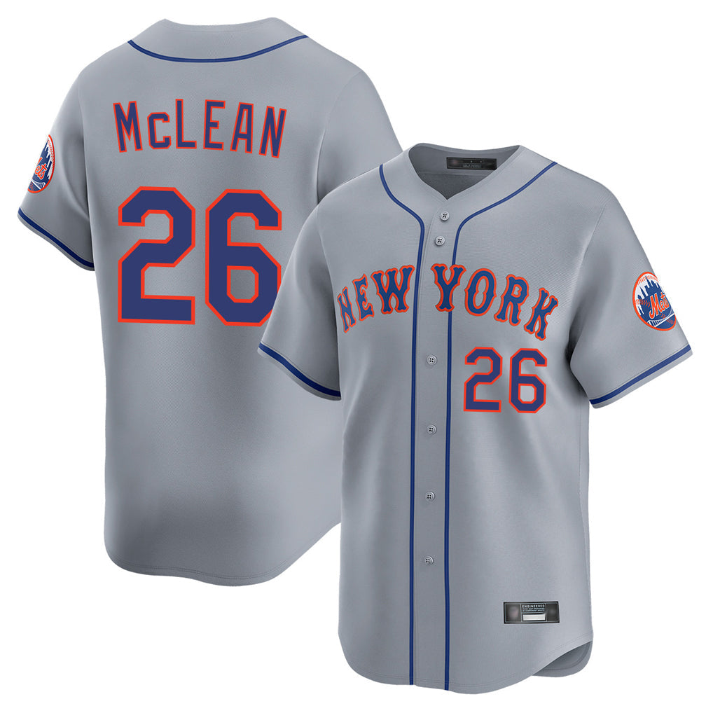 Kdoa NY.Mets #26 Nolan McLean Player Gray Road Limited Home Stitched Jerseys