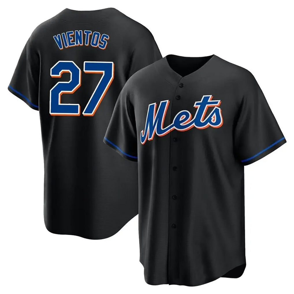 Kdoa NY.Mets #27 Mark Vientos Player Black Replica Home Game Stitched Jerseys