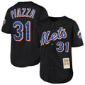 Kdoa NY.Mets #31 Mike Piazza Player Black Mitchell & Ness Cooperstown Collection Home Limited Stitched Jerseys