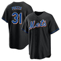 Kdoa NY.Mets #31 Mike Piazza Player Black Replica Home Game Stitched Jerseys