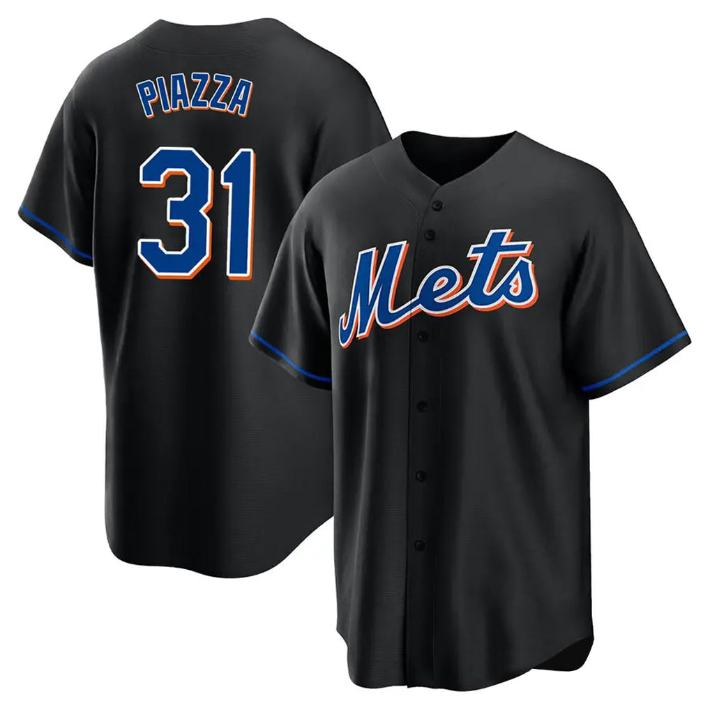 Kdoa NY.Mets #31 Mike Piazza Player Black Replica Home Game Stitched Jerseys