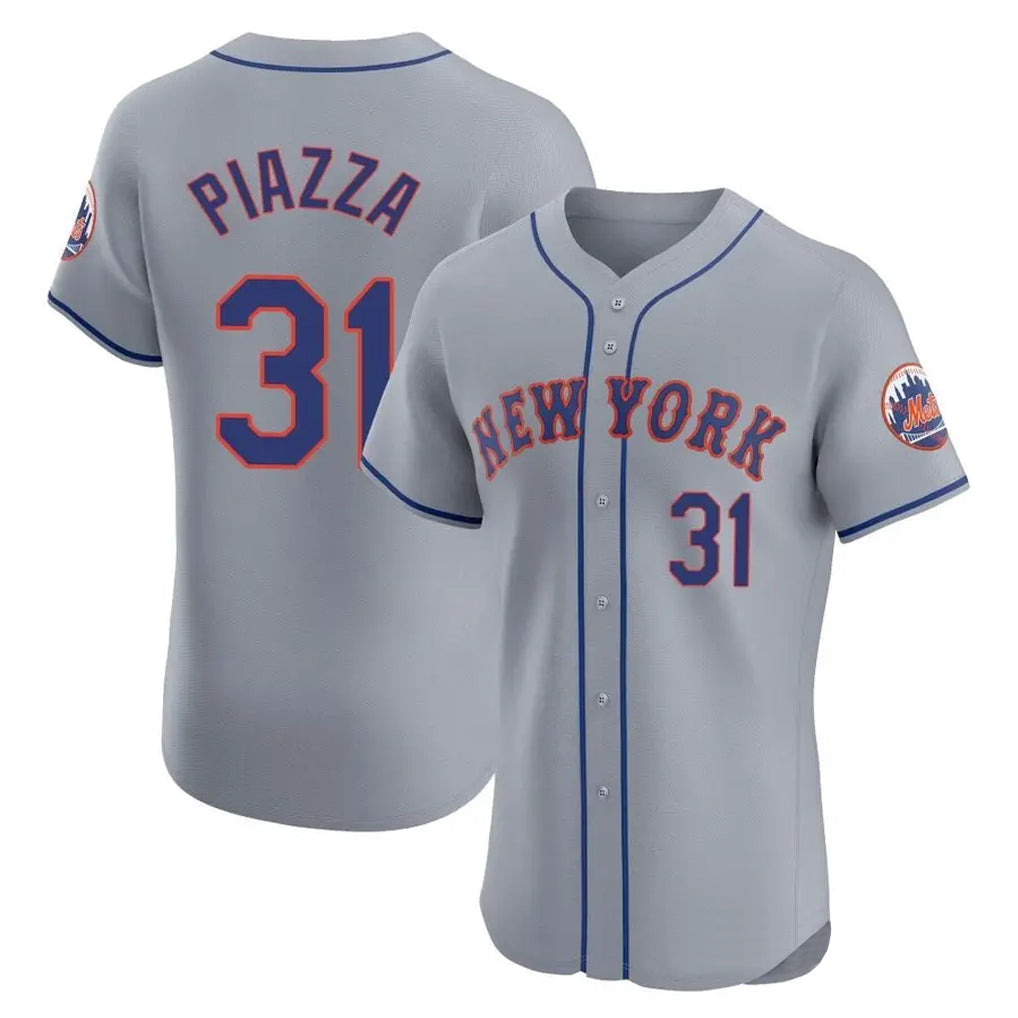Kdoa NY.Mets #31 Mike Piazza Player Gray Road Limited Elite Home Stitched Jerseys