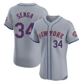 Kdoa NY.Mets #34 Kodai Senga Player Gray Road Limited Elite Home Stitched Jerseys