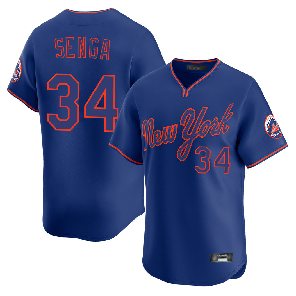 Kdoa NY.Mets #34 Kodai Senga Player Royal T-shirt Home Limited Elite Stitched Jerseys