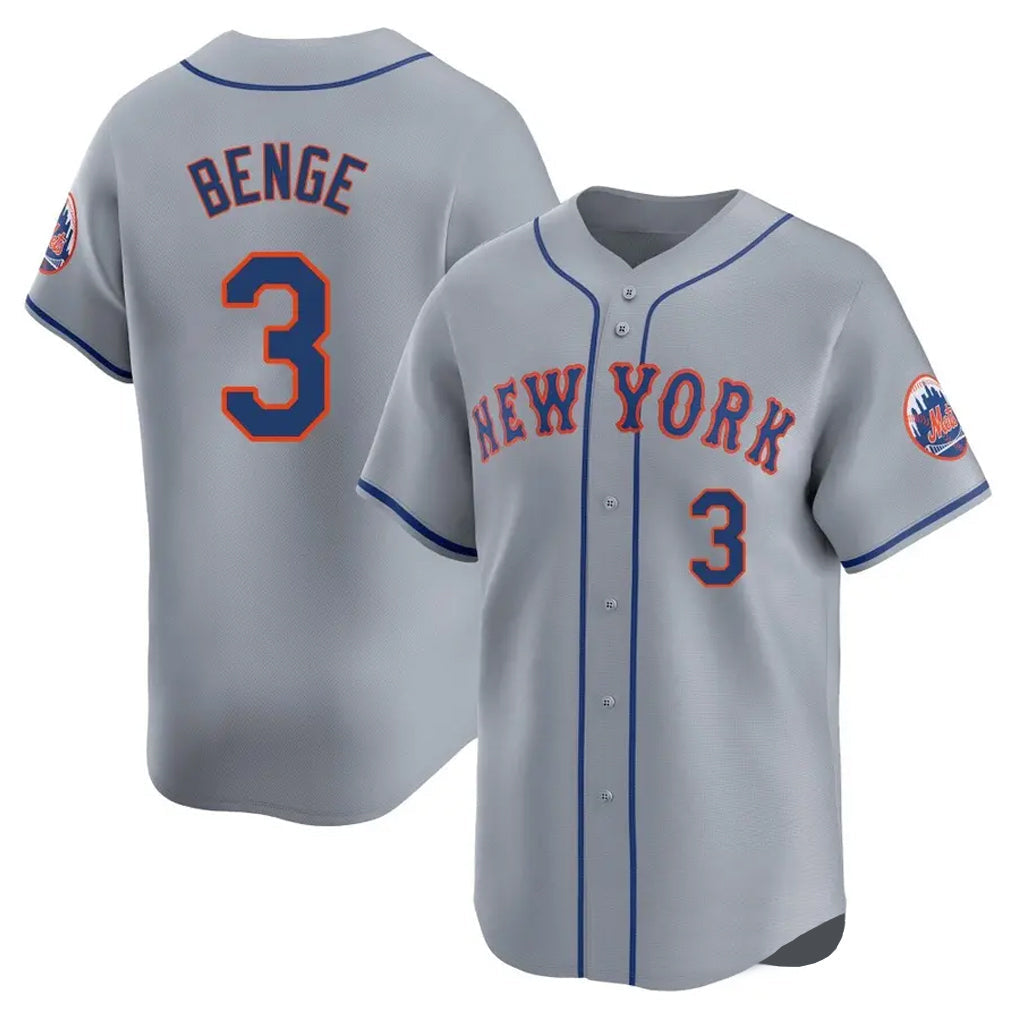 Kdoa NY.Mets #3 Carson Benge Player Gray Road Limited Home Stitched Jerseys