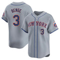 Kdoa NY.Mets #3 Carson Benge Player Gray Road Limited Home Stitched Jerseys