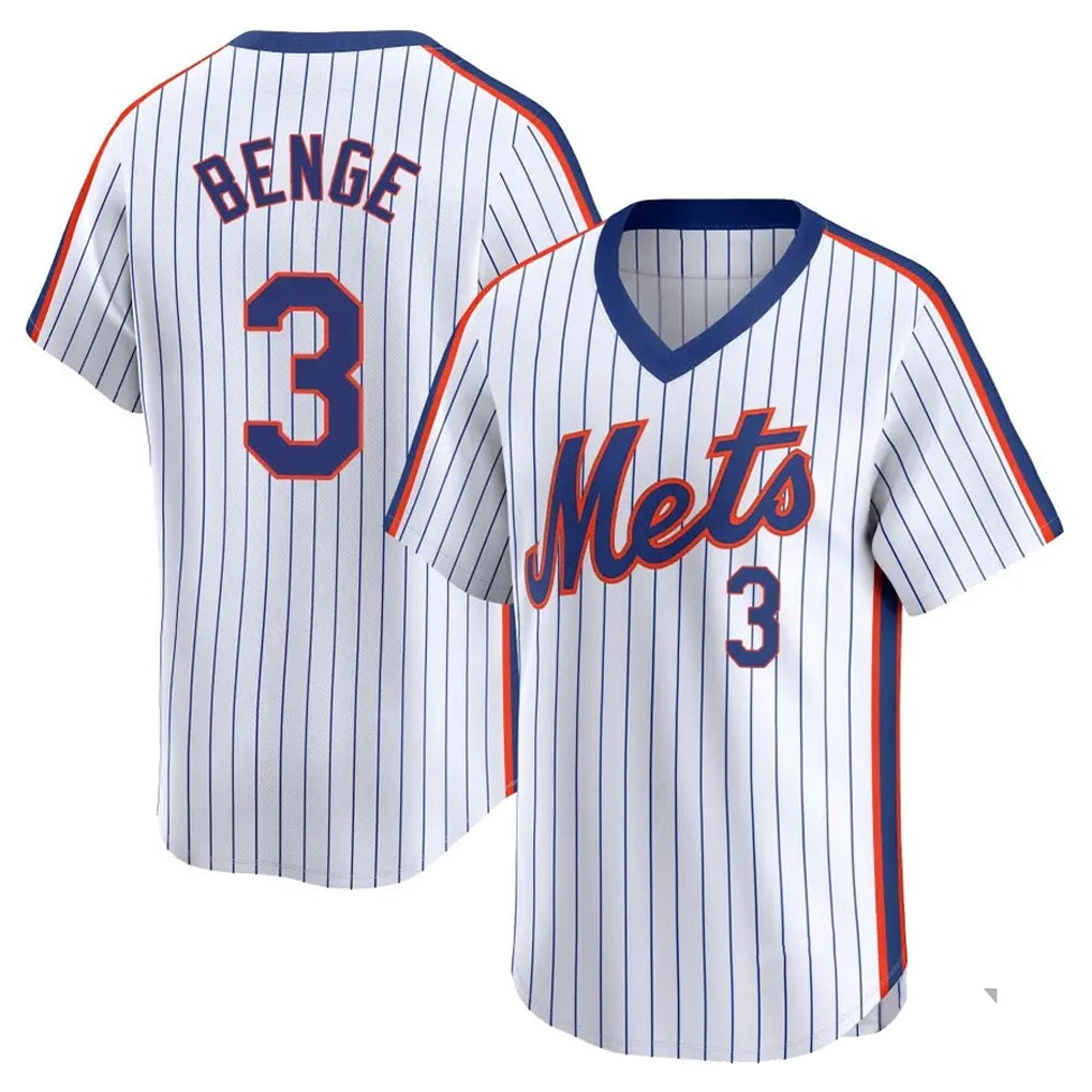 Kdoa NY.Mets #3 Carson Benge Player White Cooperstown Collection T-shirt Game Stitched Jerseys