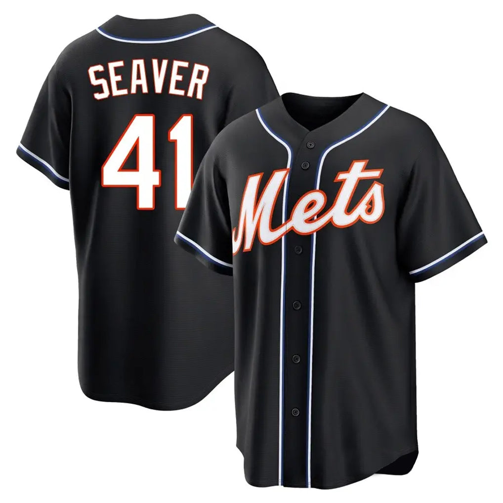 Kdoa NY.Mets #41 Tom Seaver Player Black Fashion Out Game Stitched Jerseys